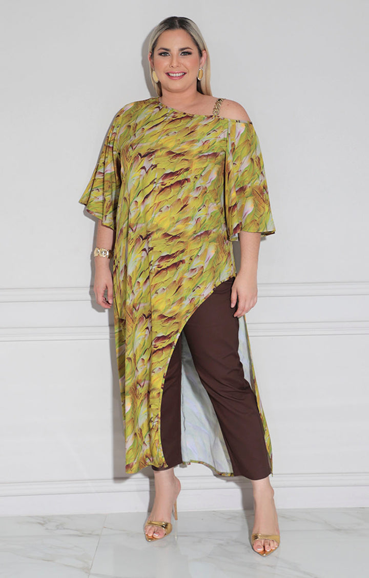 Blusa verde estampada