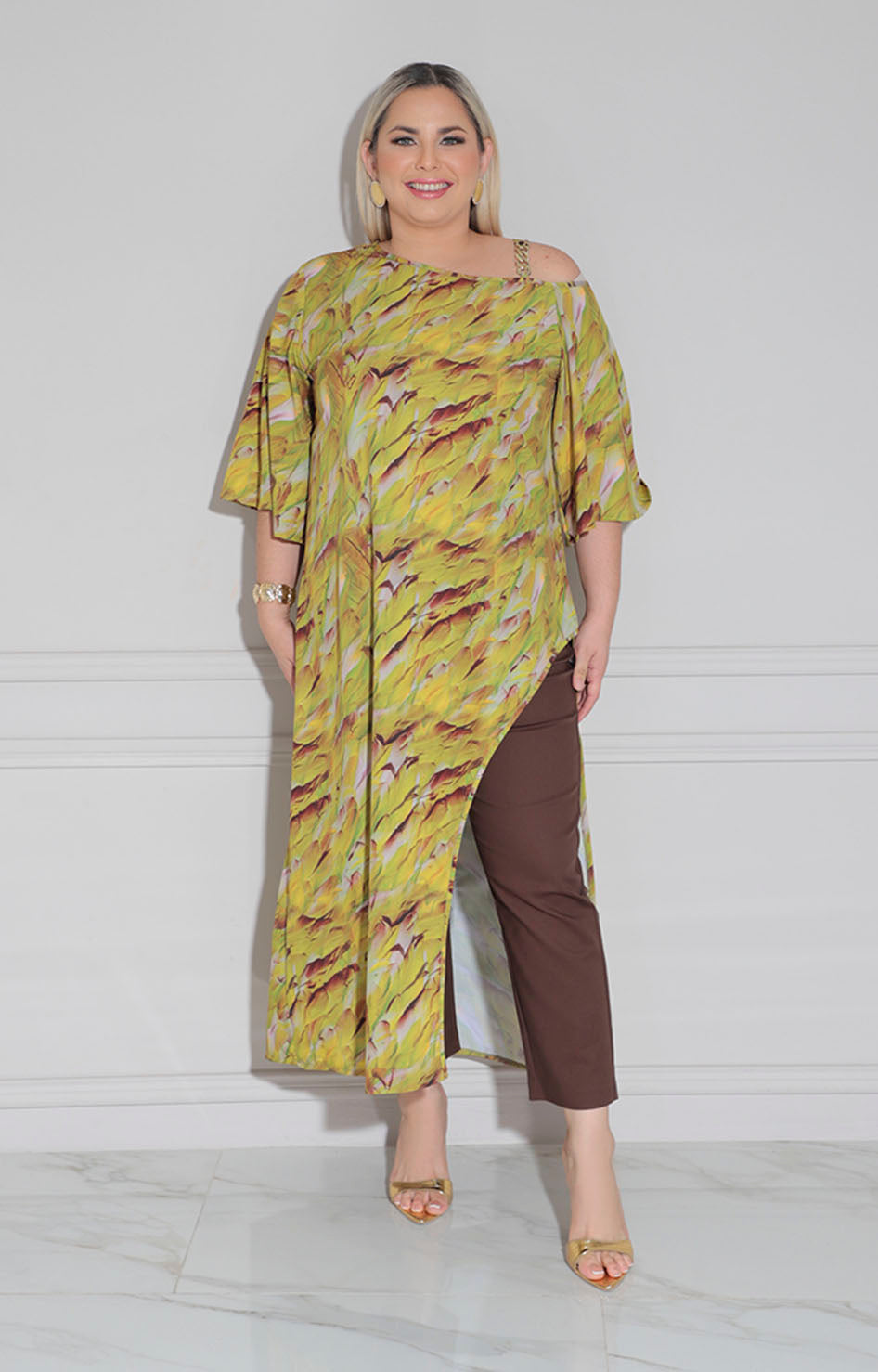 Blusa verde estampada