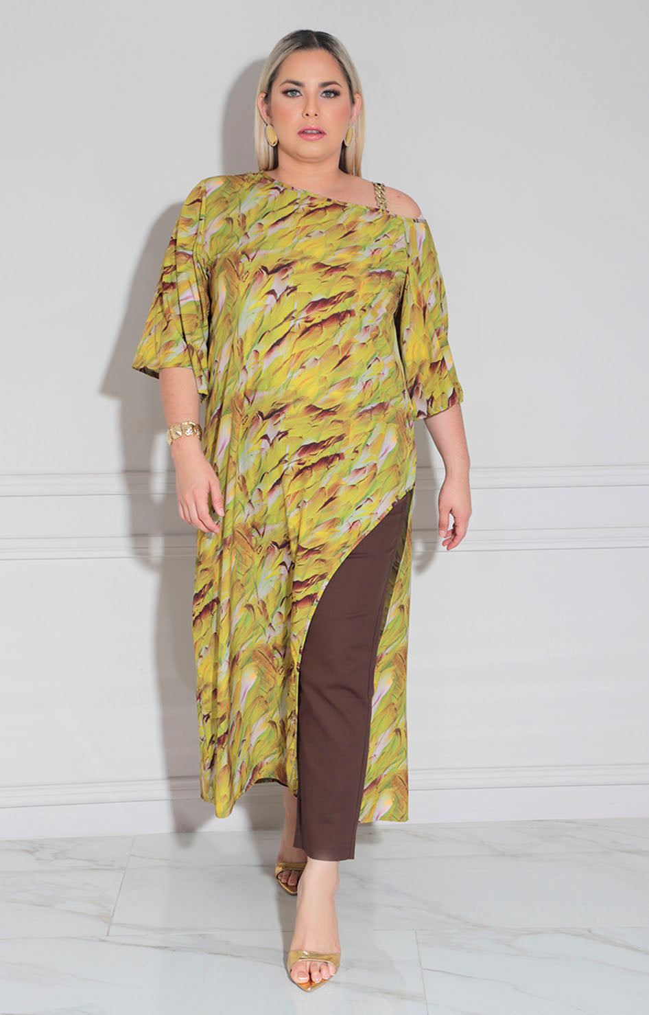 Blusa verde estampada