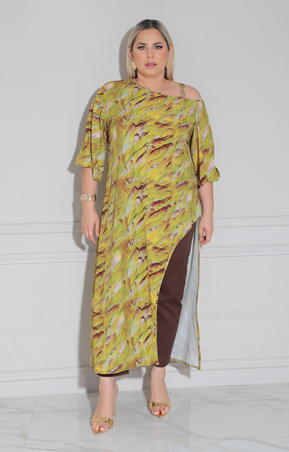 Blusa verde estampada