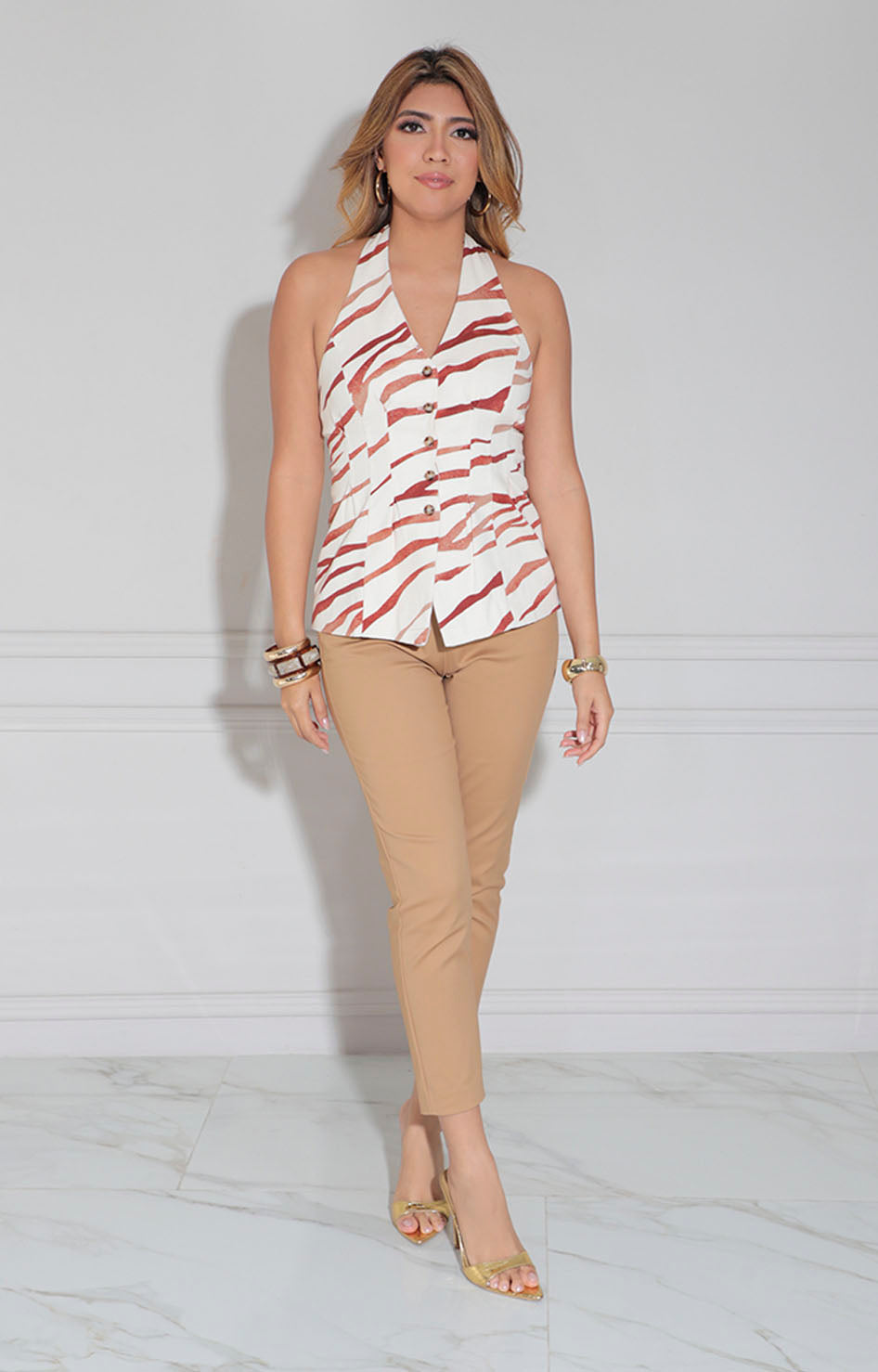 Blusa beige halter - BLUSA Boutiquemirel 
