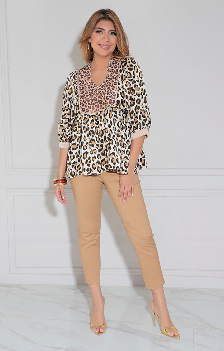 Blusa beige print - BLUSA Boutiquemirel 