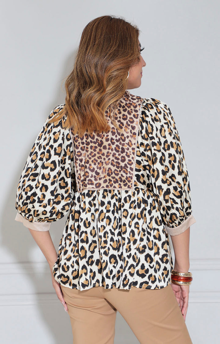 Blusa beige print - BLUSA Boutiquemirel 