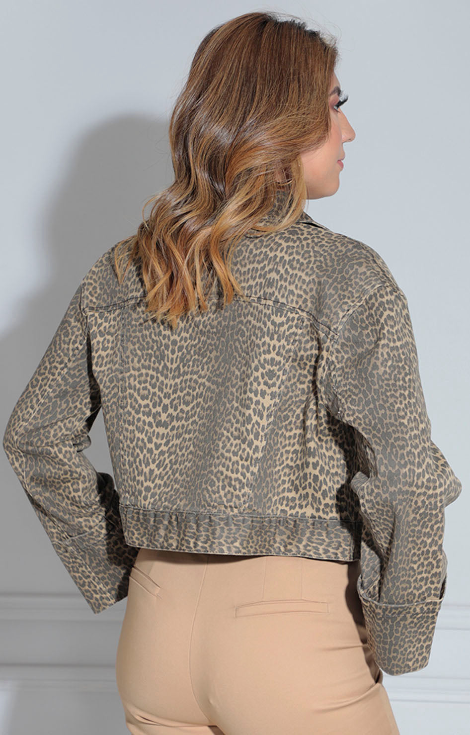 Chamarra beige print