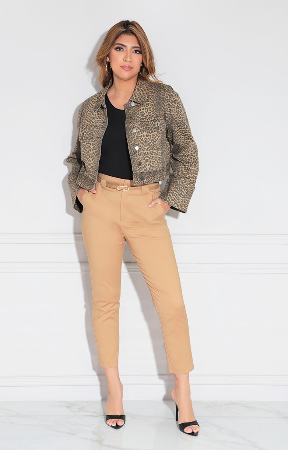 Chamarra beige print