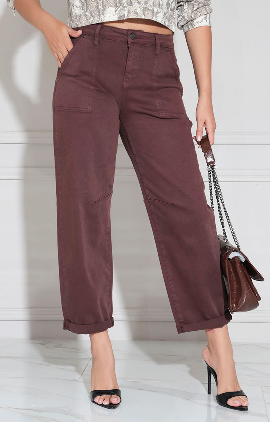 Pantalón denim café