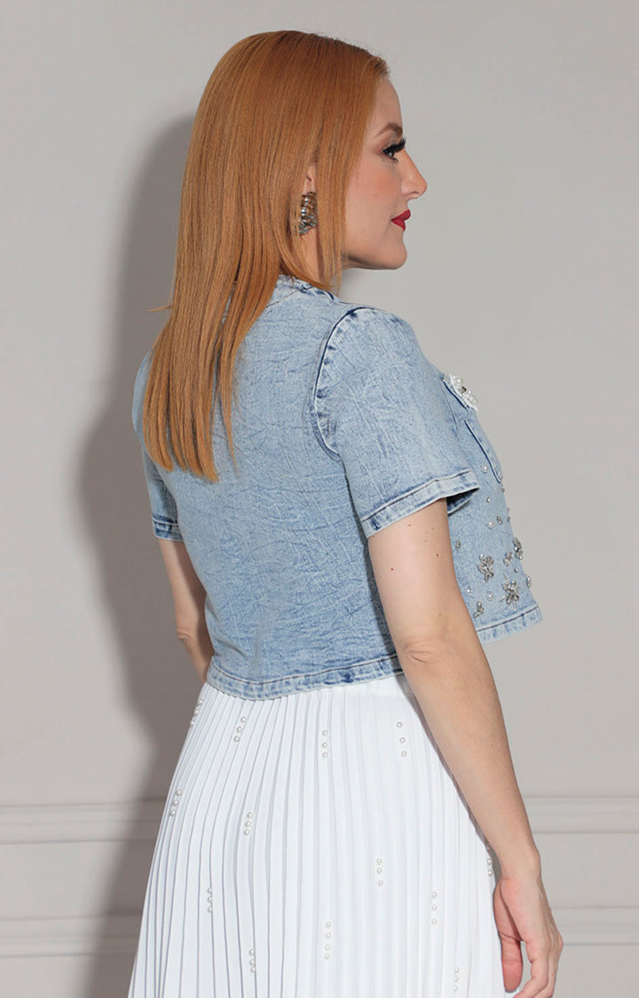 Blusa mezclilla con pedrería