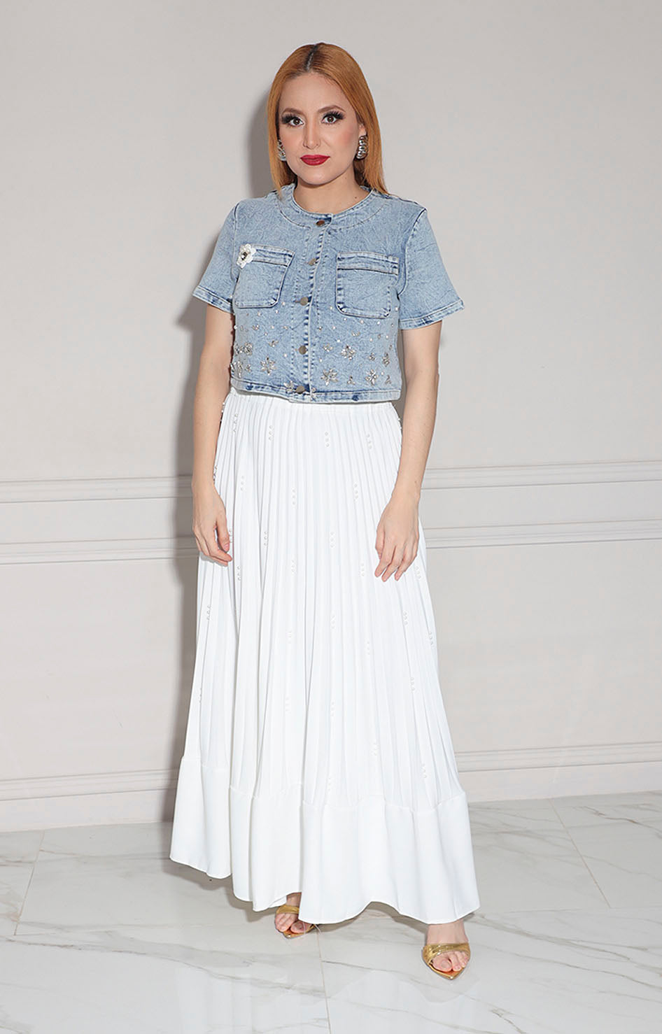 Blusa mezclilla con pedrería