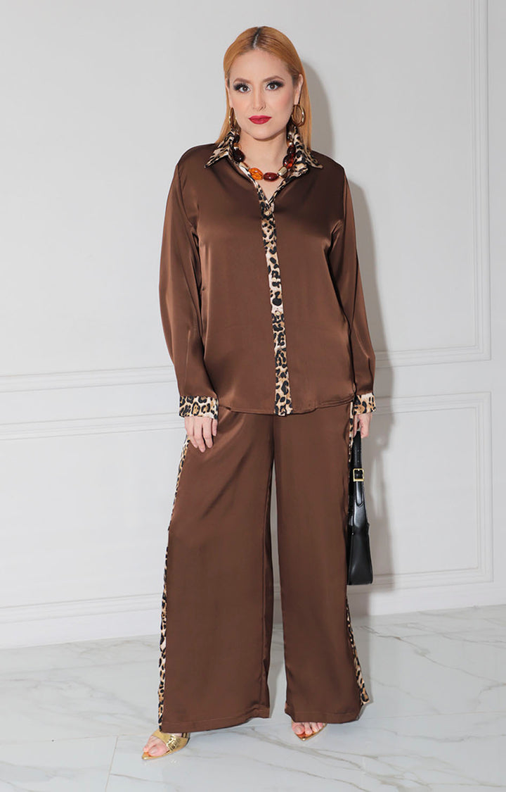 Conjunto café satinado