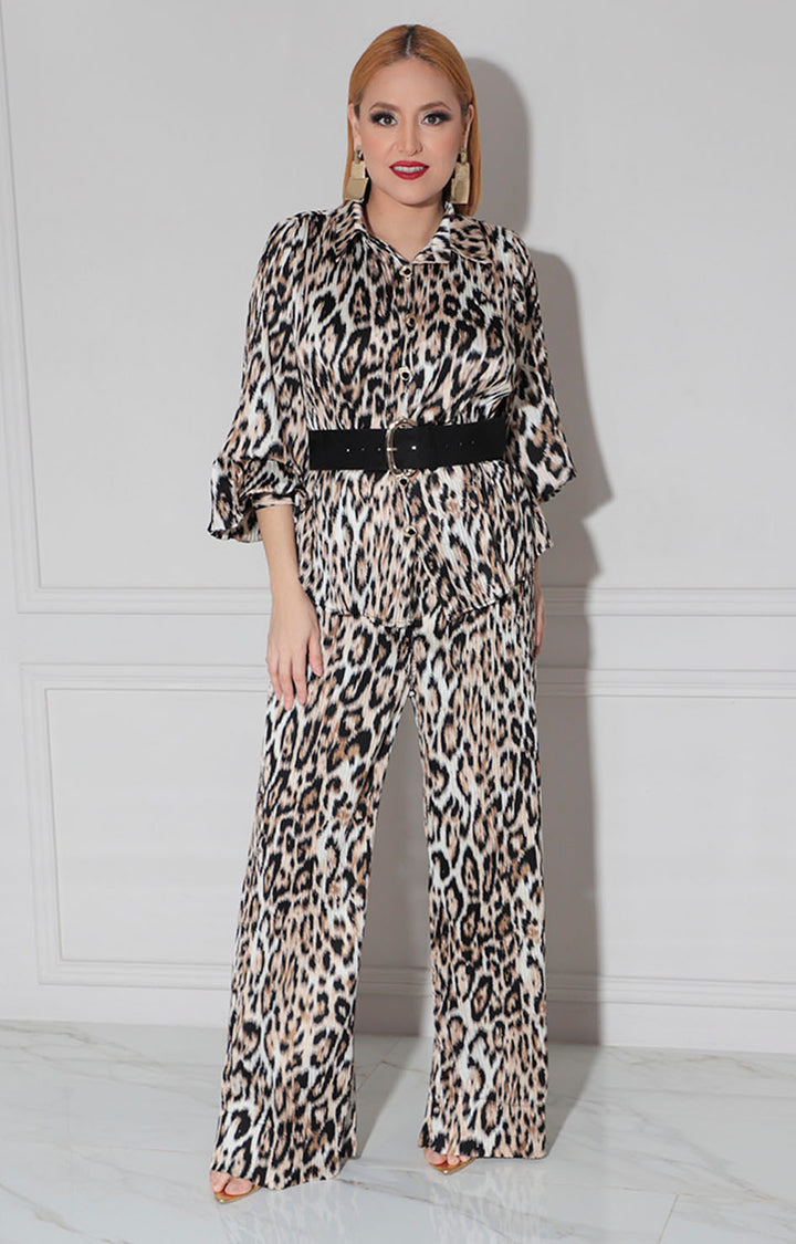 Conjunto beige estampado