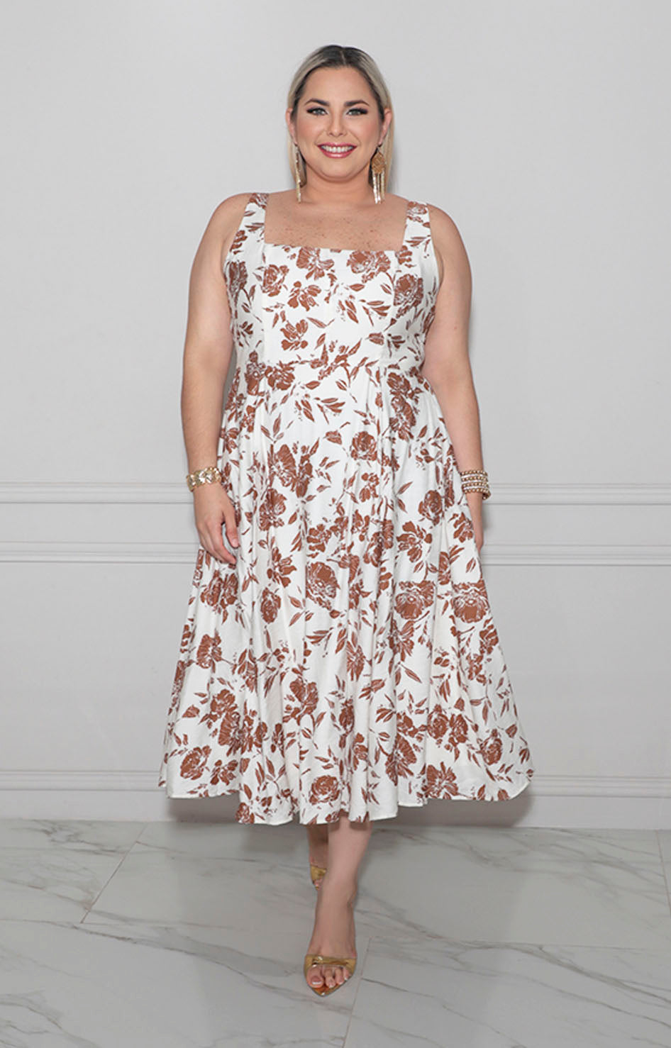 Vestido beige floral