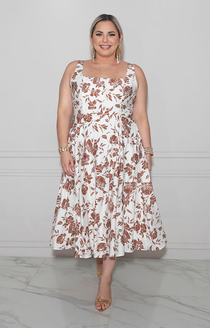 Vestido beige floral