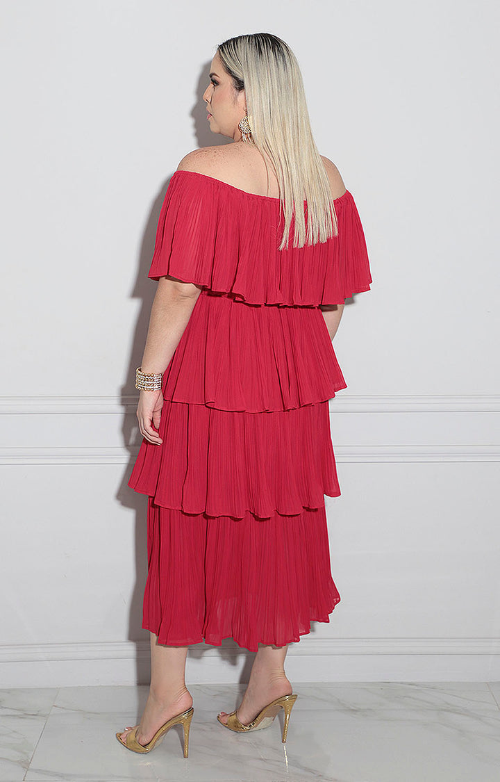 Vestido rojo plisado