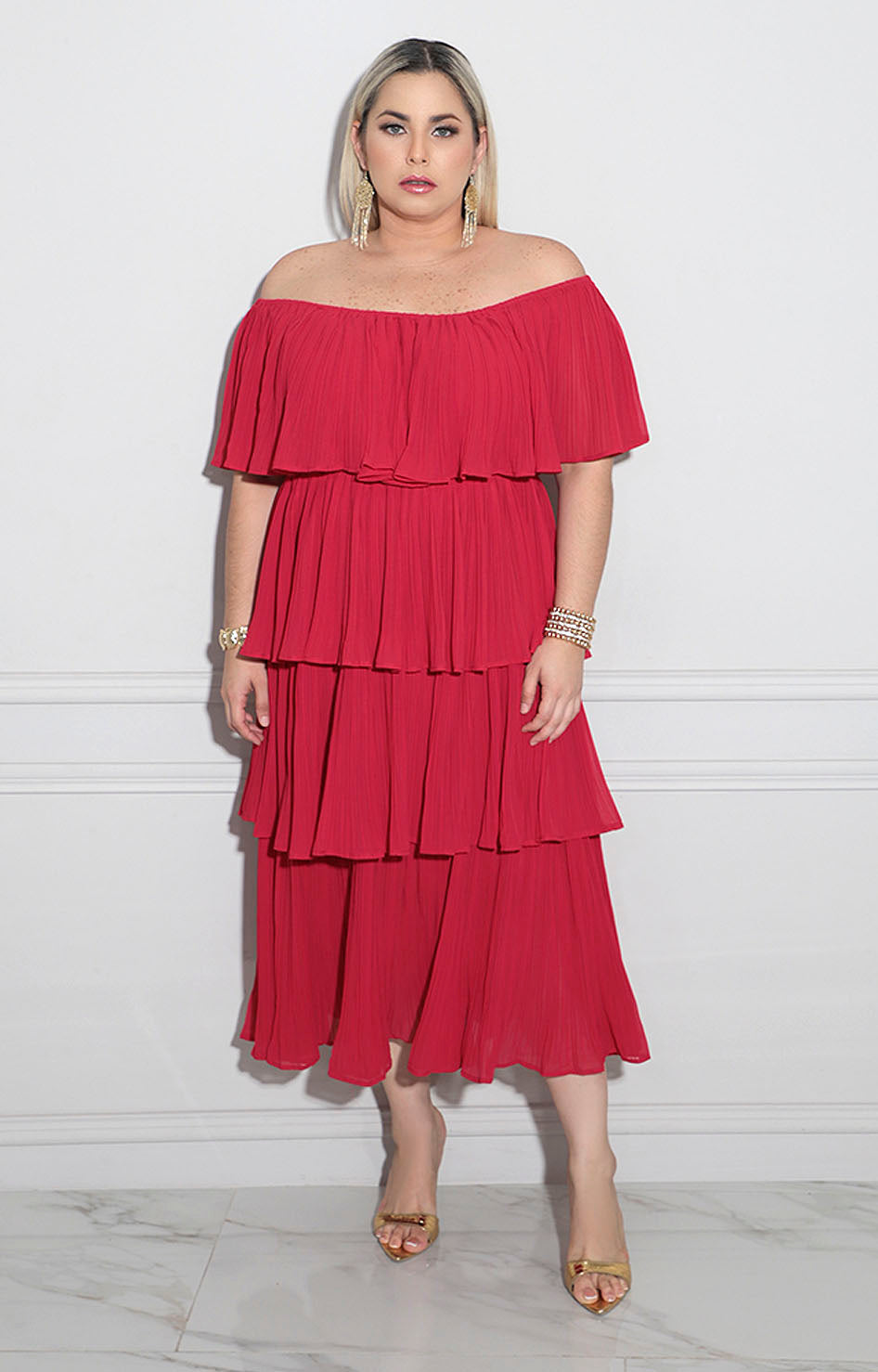 Vestido rojo plisado