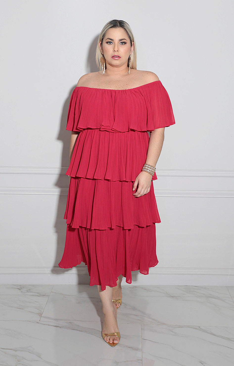 Vestido rojo plisado