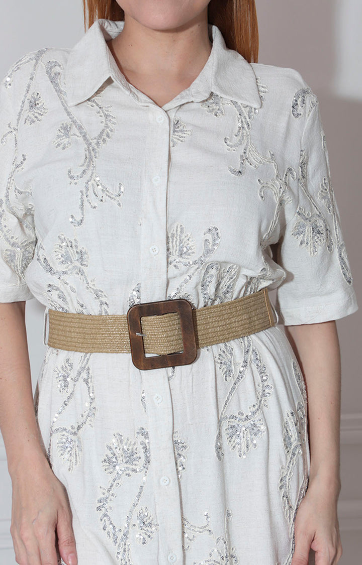 Vestido beige bordado - VESTIDO Boutiquemirel 