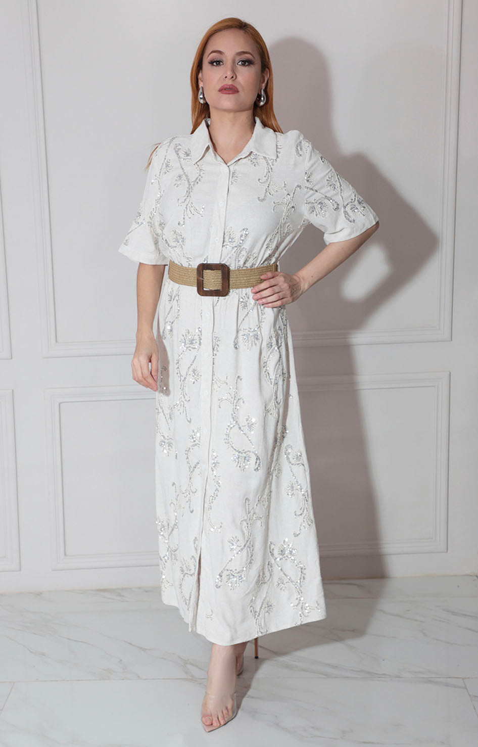 Vestido beige bordado - VESTIDO Boutiquemirel 