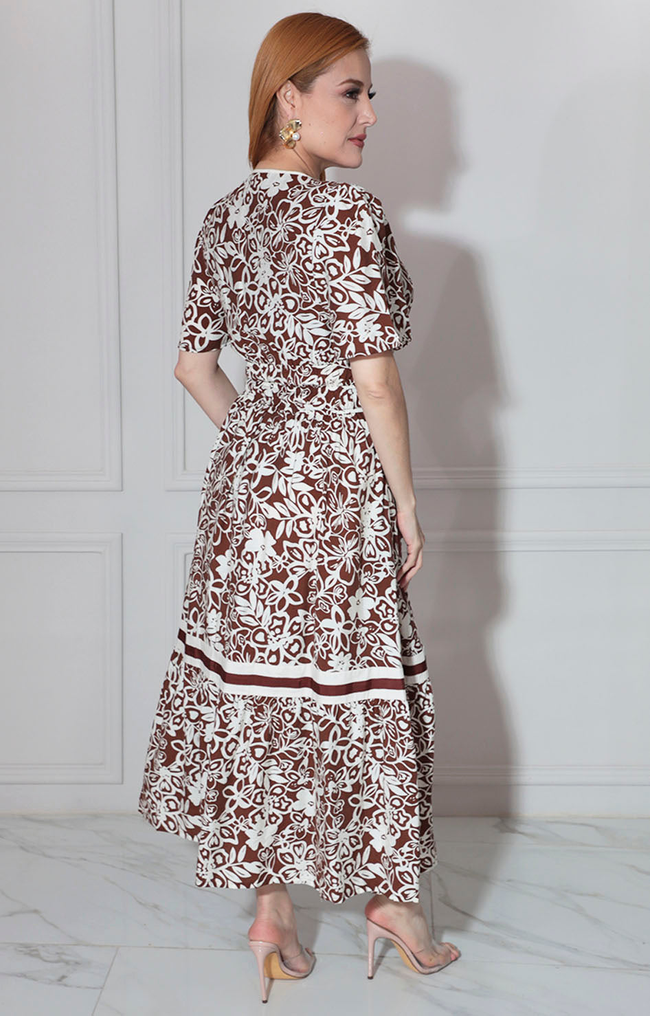 Vestido café estampado - VESTIDO Boutiquemirel 