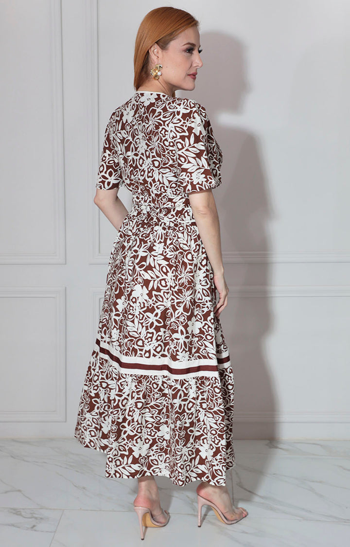 Vestido café estampado - VESTIDO Boutiquemirel 