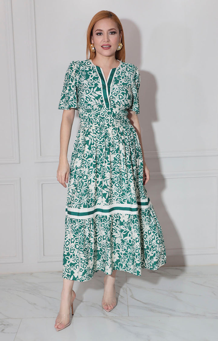 Vestido verde estampado - VESTIDO Boutiquemirel 