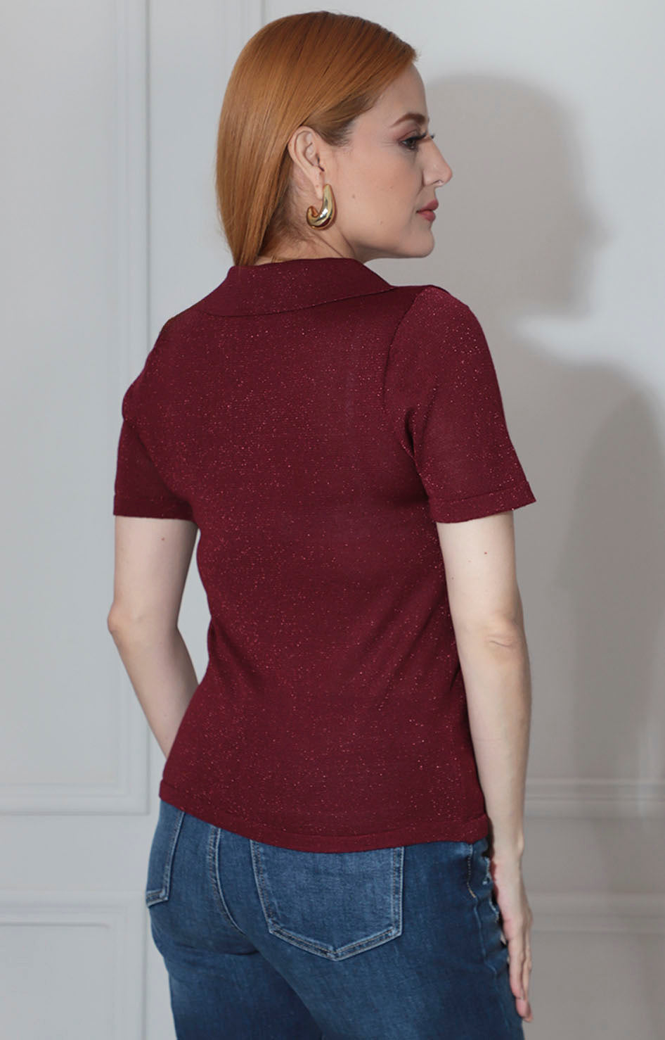 Blusa vino brillosa - BLUSA Boutiquemirel 