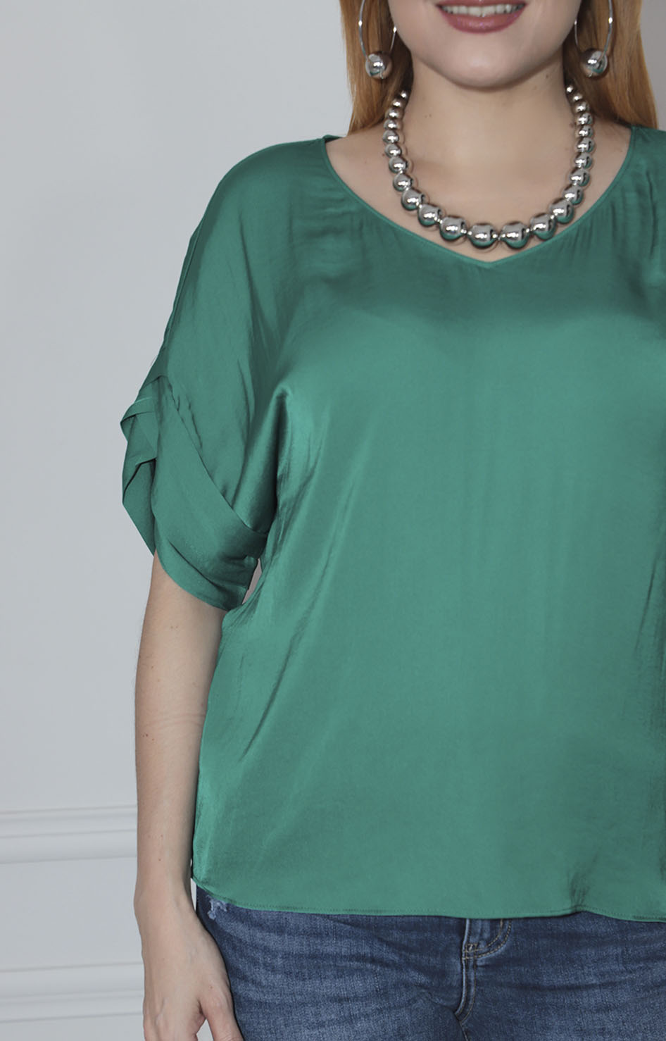 Blusa satinada verde - BLUSA Boutiquemirel 