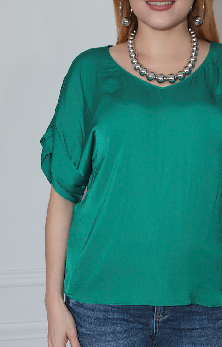 Blusa satinada verde - BLUSA Boutiquemirel 