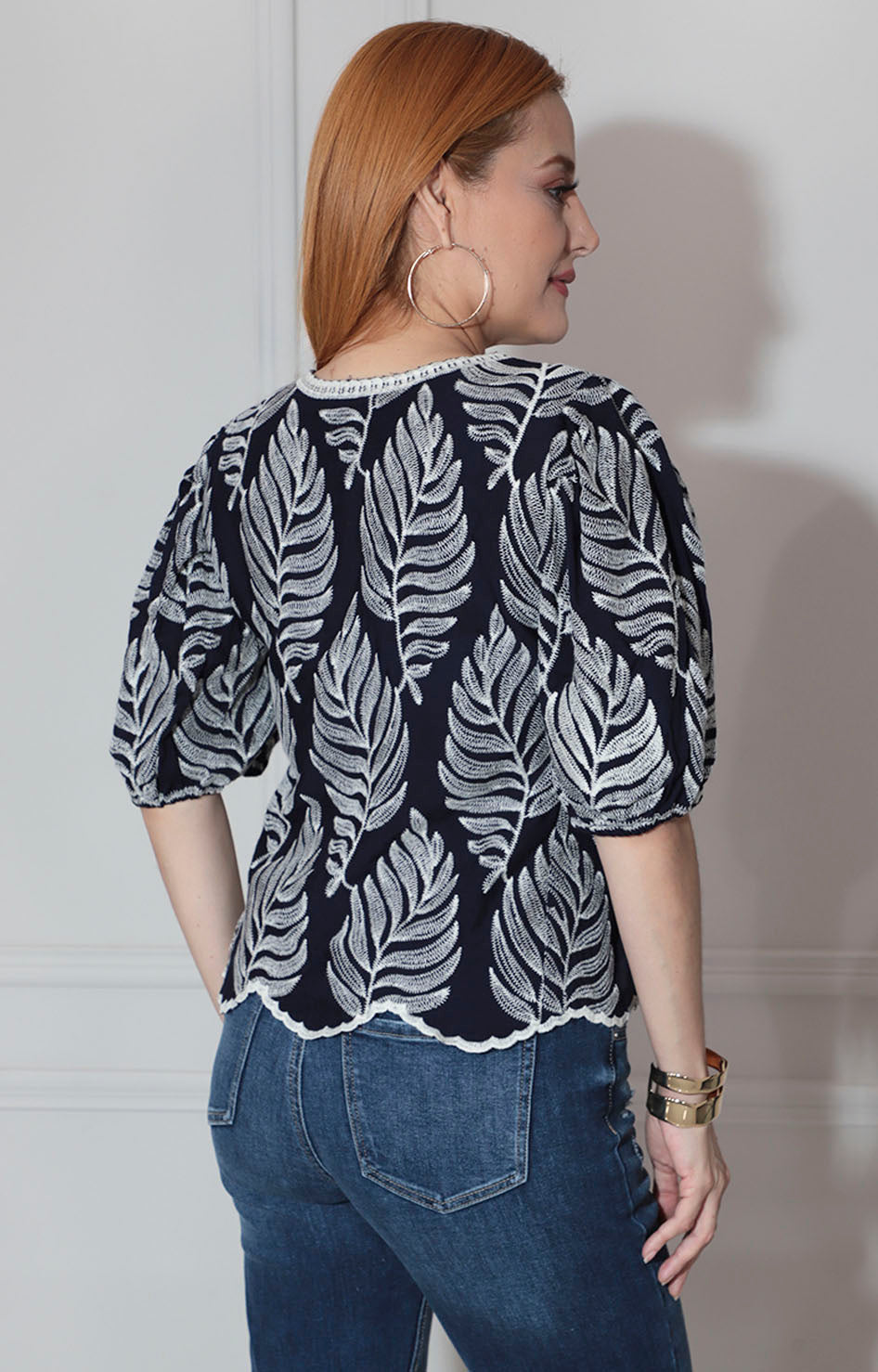 Blusa azul marino bordada - BLUSA Boutiquemirel 