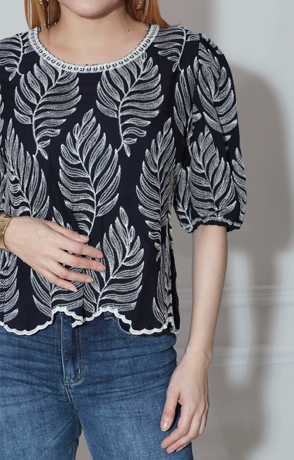 Blusa azul marino bordada - BLUSA Boutiquemirel 