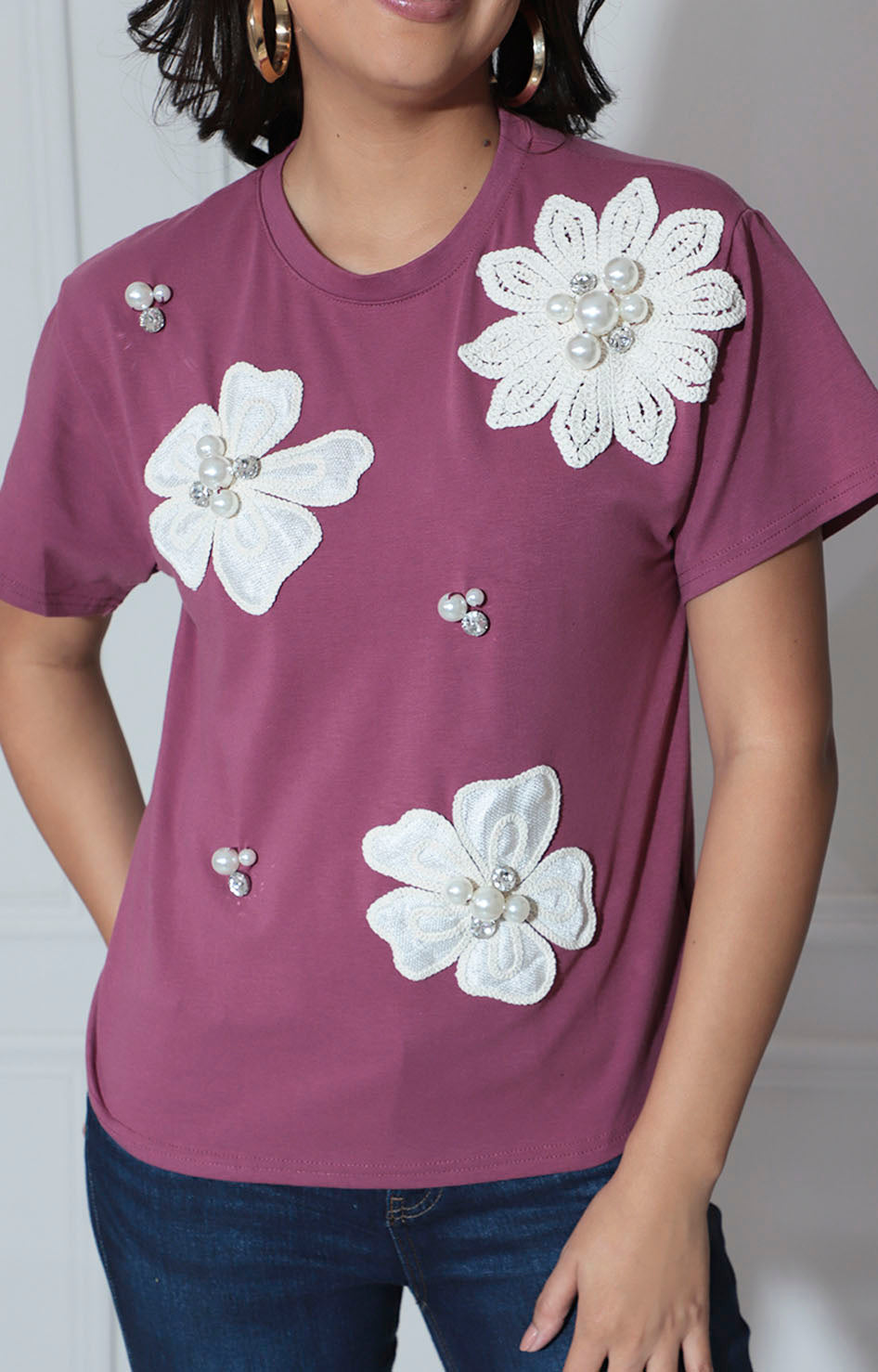 Blusa morada con flores - BLUSA Boutiquemirel 