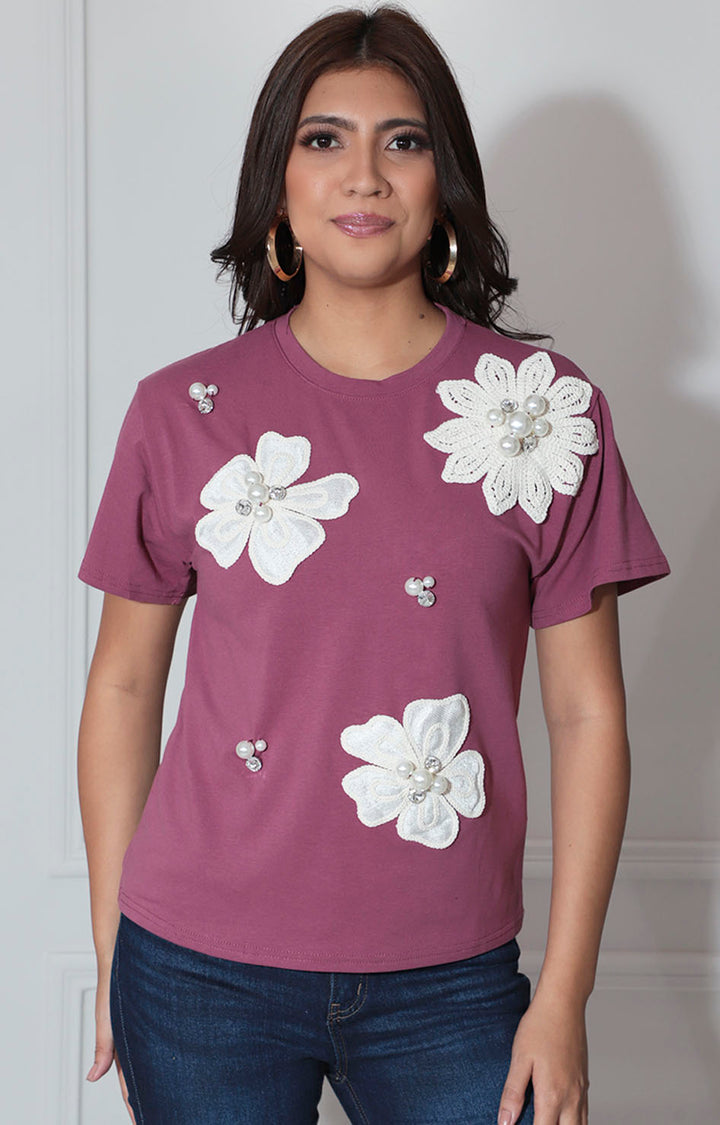 Blusa morada con flores - BLUSA Boutiquemirel 