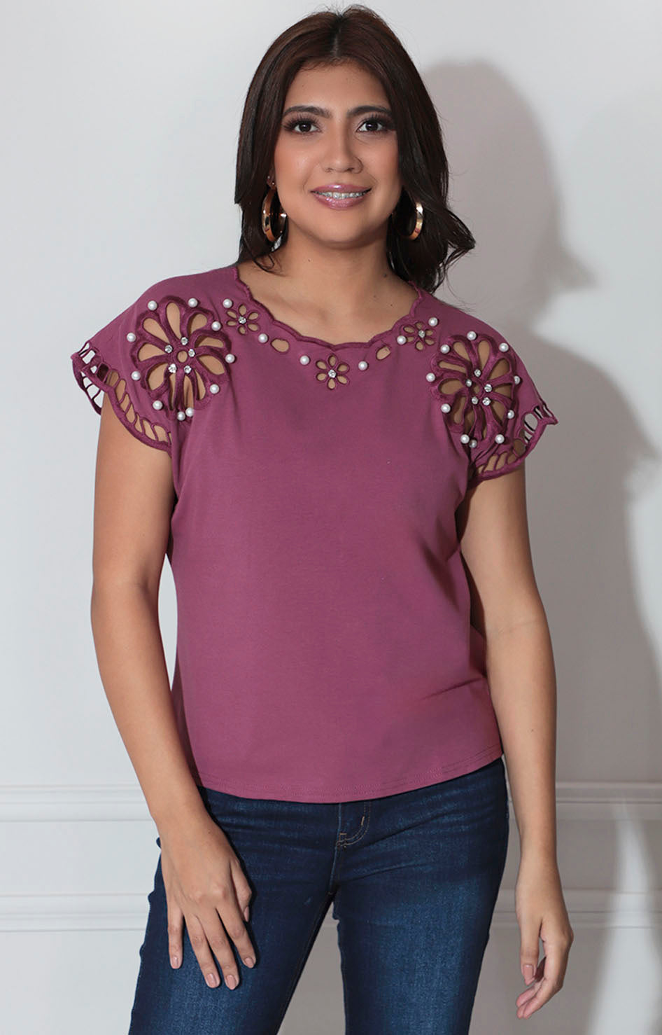 Blusa rosa con perlas - BLUSA Boutiquemirel 