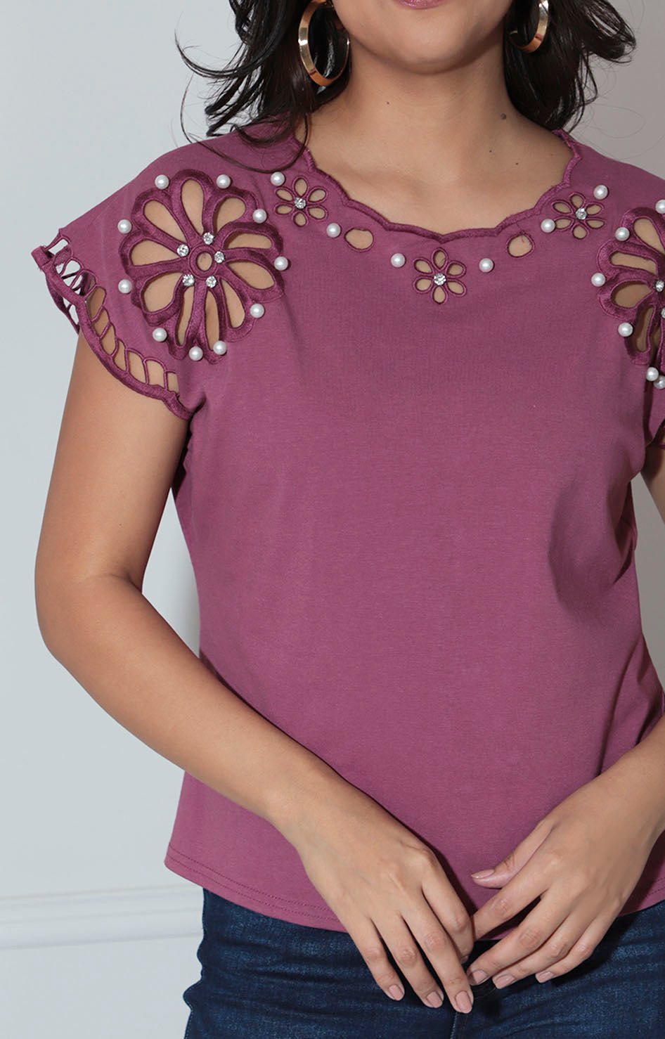 Blusa rosa con perlas - BLUSA Boutiquemirel 