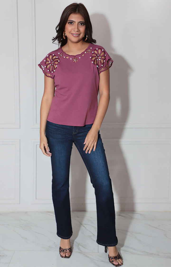 Blusa rosa con perlas - BLUSA Boutiquemirel 