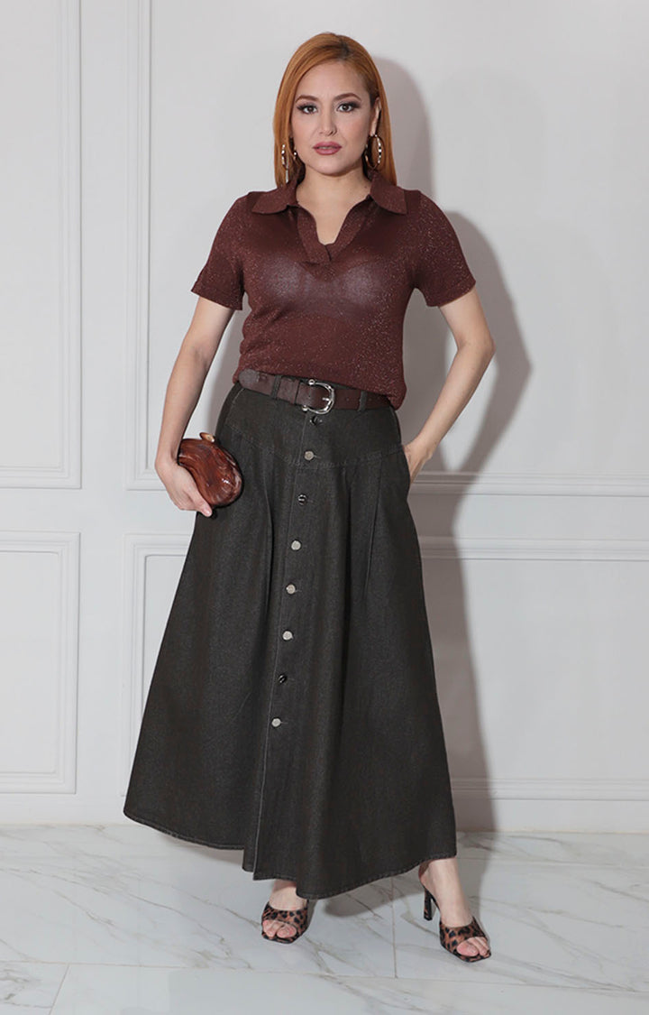 Blusa café brillosa - BLUSA Boutiquemirel 