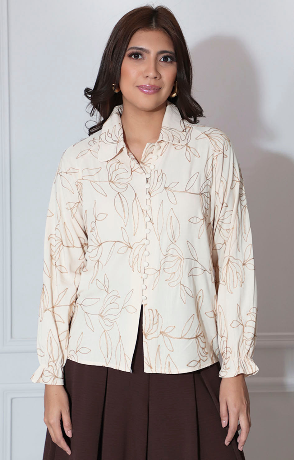 Camisera beige bordada - BLUSA Boutiquemirel 