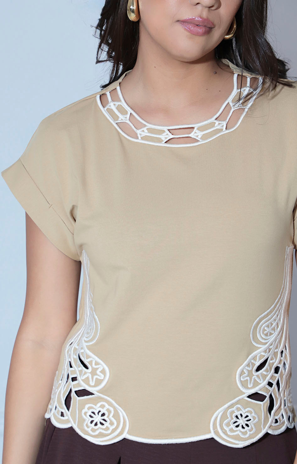 Blusa beige con encaje - BLUSA Boutiquemirel 