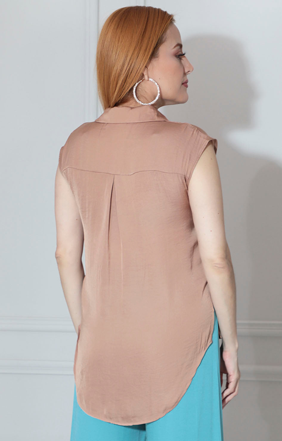 Blusa satinada café - BLUSA Boutiquemirel 