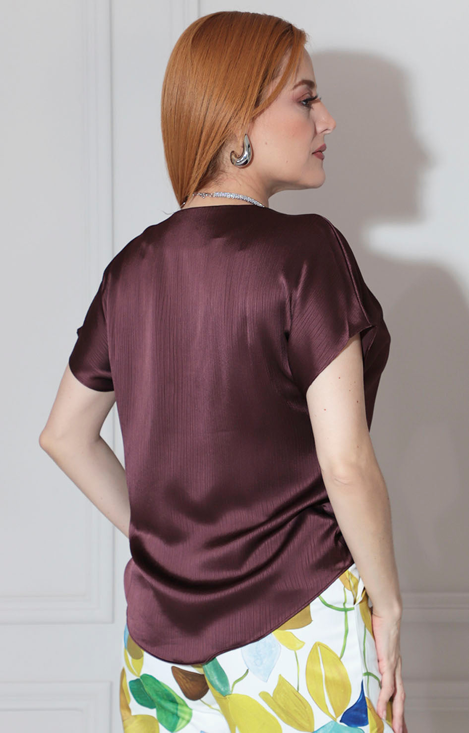 Blusa satinada café - BLUSA Boutiquemirel 