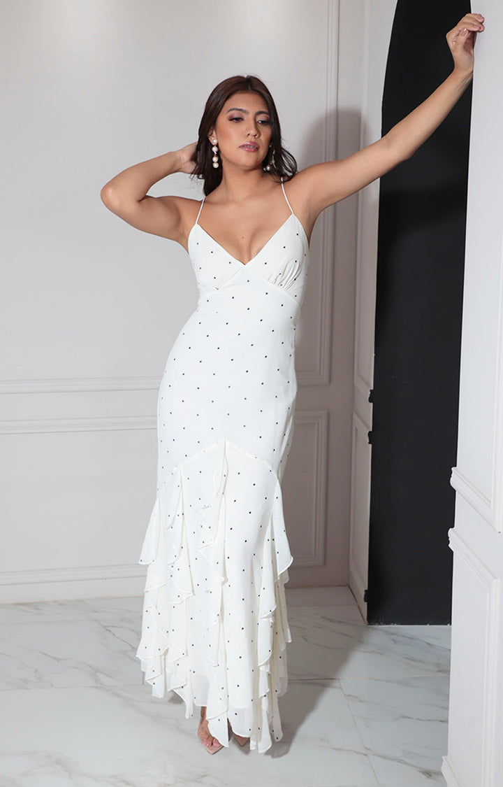 Vestido beige polka-dots - VESTIDO Boutiquemirel 