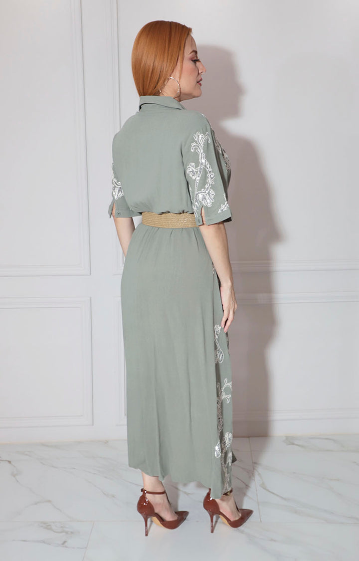 Vestido verde bordado - VESTIDO Boutiquemirel 