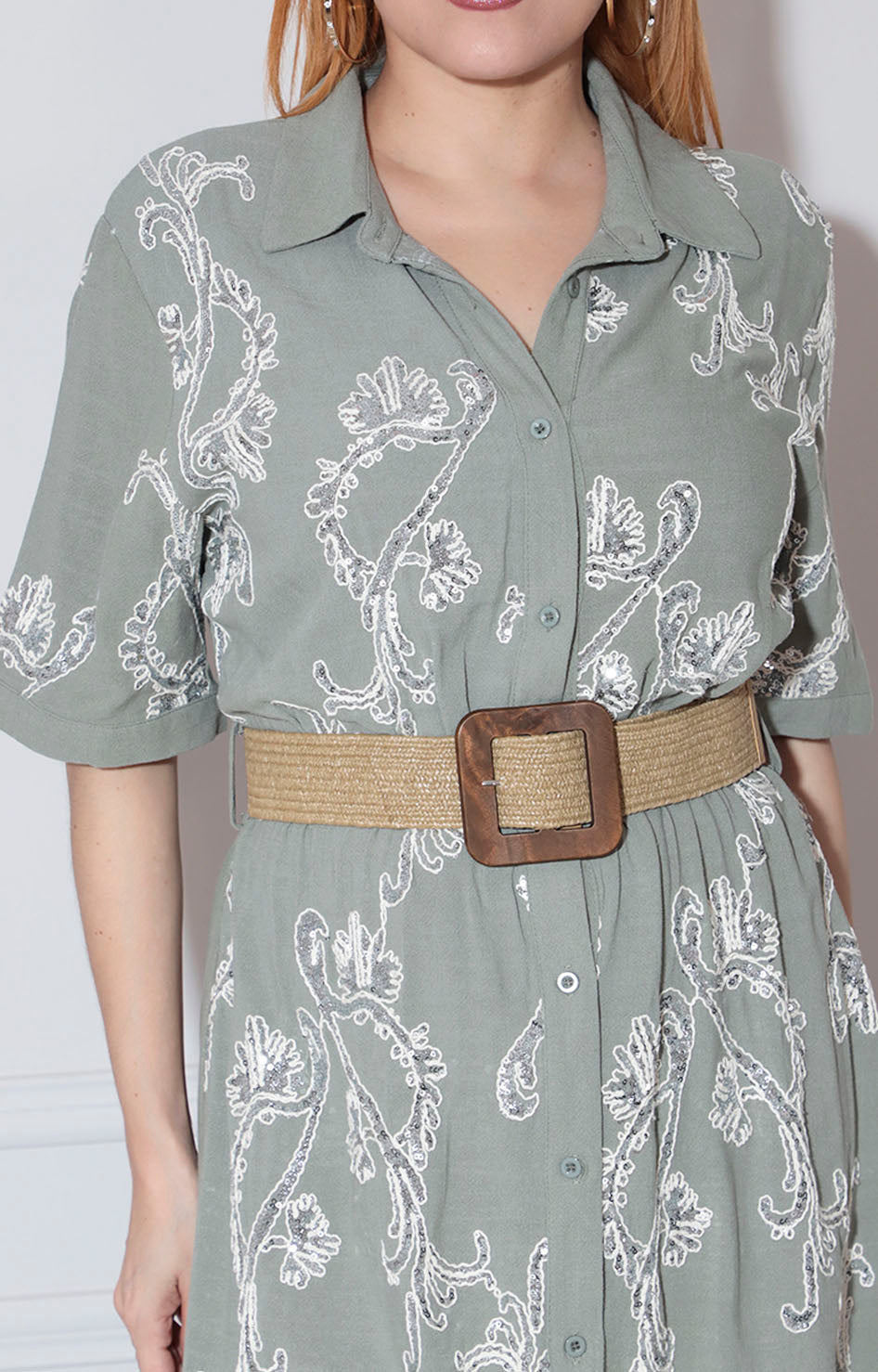 Vestido verde bordado - VESTIDO Boutiquemirel 