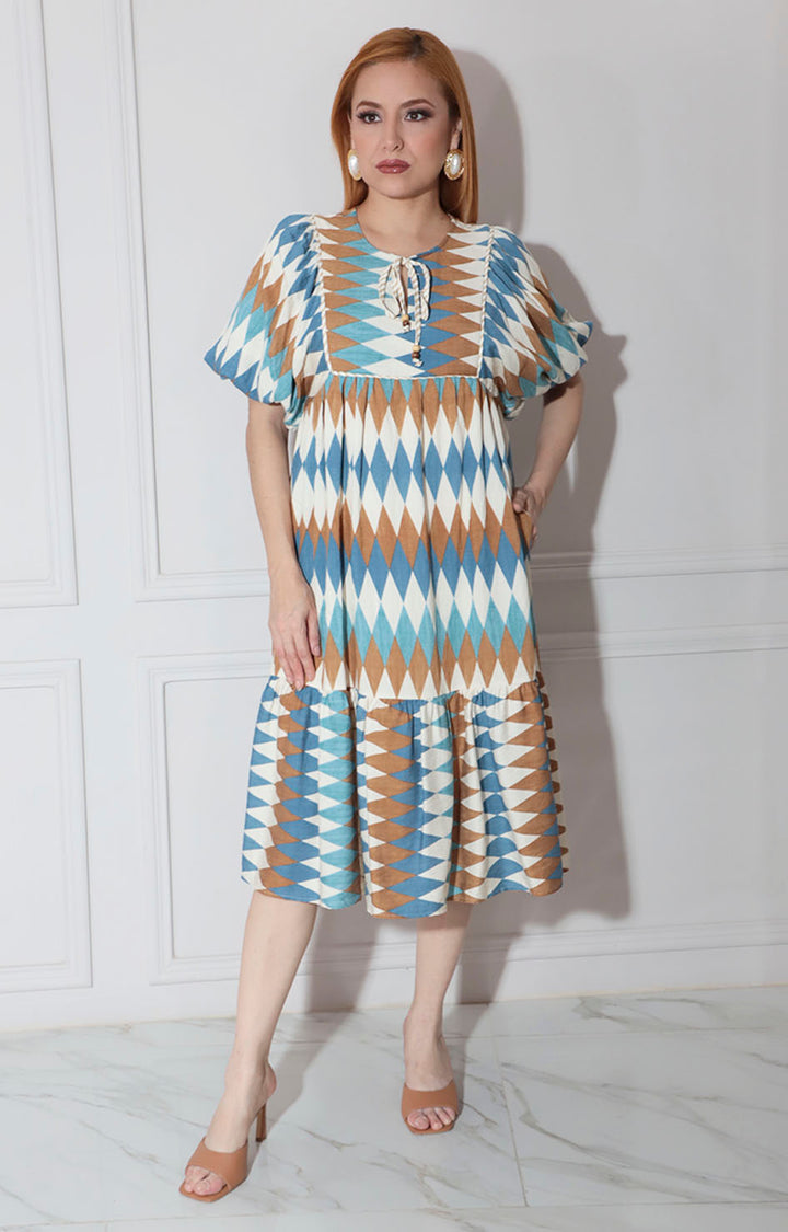 Vestido azul estampado - VESTIDO Boutiquemirel 