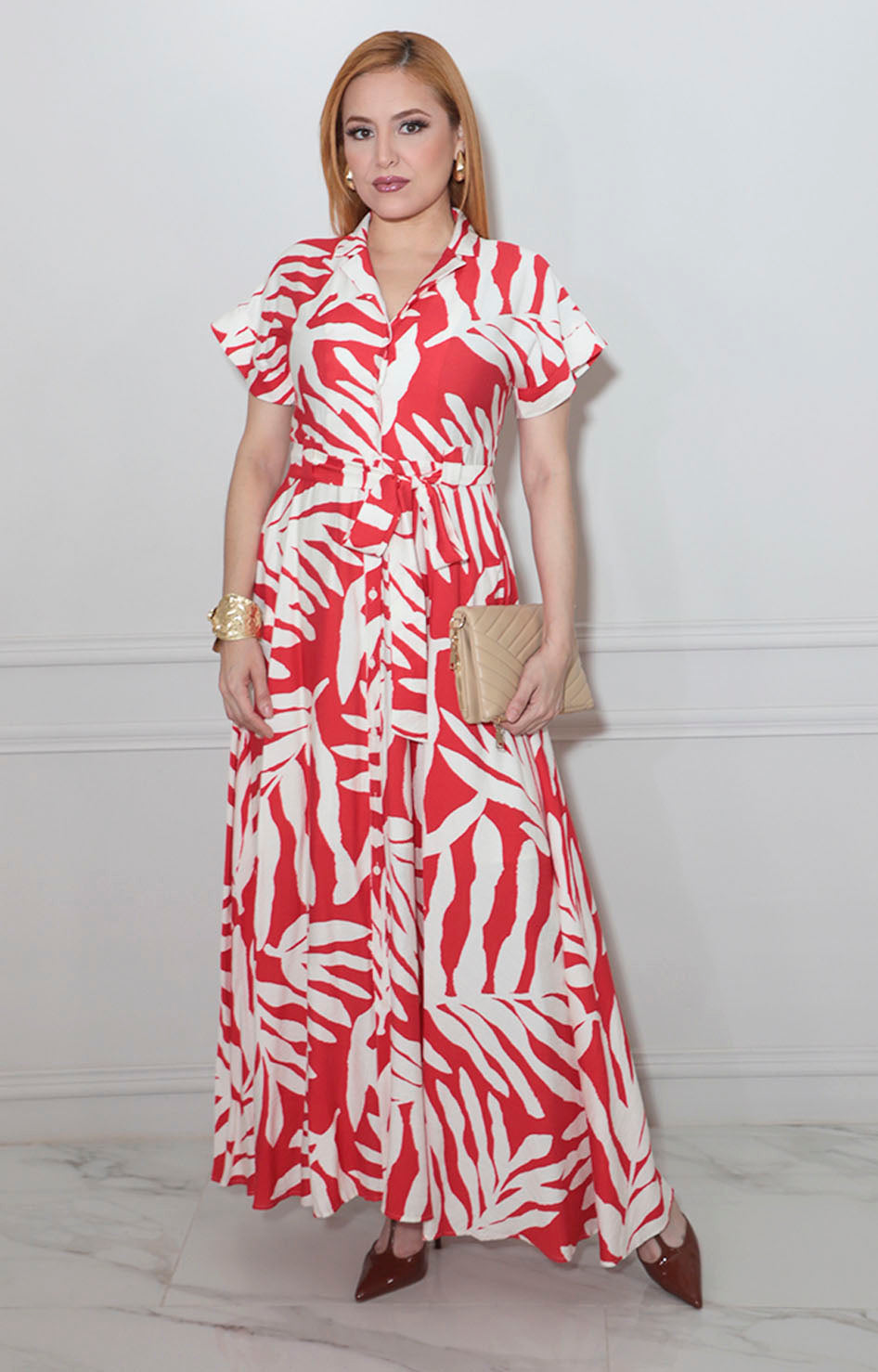 Vestido rojo estampado - VESTIDO Boutiquemirel 