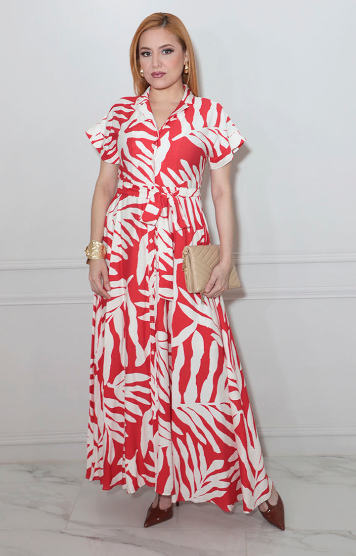 Vestido rojo estampado - VESTIDO Boutiquemirel 