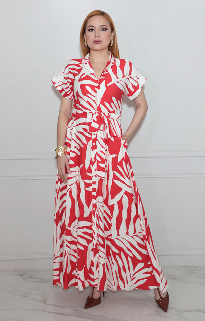 Vestido rojo estampado - VESTIDO Boutiquemirel 