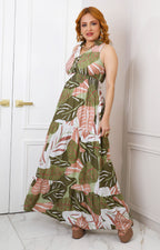 Vestido estampado con hojas
