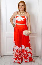 Conjunto naranja con estampado floral