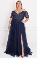 Vestido de gala con tul y pedrería - VESTIDO LARGO CURVY Boutiquemirel 