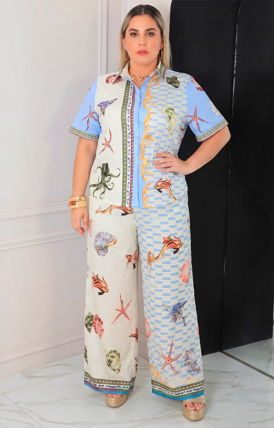 Conjunto estampado de mar